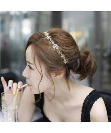 Boolavard New Lovely Metallic Sweet Lady Hollow Rose Flower Elastic Hair Band Fashion Headband - Gold by - Buy Online on GoSupps.com