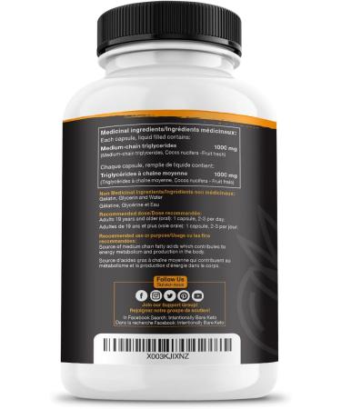 Intentionally Bare Organic MCT Oil Capsules - Keto Paleo Low Carb 70% C8-30% C10 Great for Travel - 100% MCT Oil Unflavored 1000mg per capsule - 200 Capsules 200 count (Pack of 1) - Buy Online on GoSupps.com