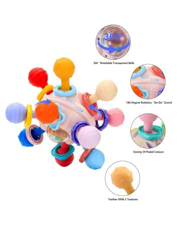 MyDova Silicone Baby Bite Toys | BPA-Free Gripping Ball Rattles for 0-9 Months | Perfect Baby Gift in Pink - Buy Online on GoSupps.com