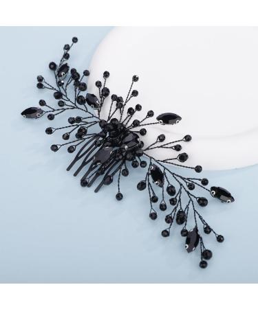 Black Rhinestones Hair Comb - Kercisbeauty Crystal Side Hairpiece for Weddings Bridesmaids & Themed Parties - Buy Online on GoSupps.com