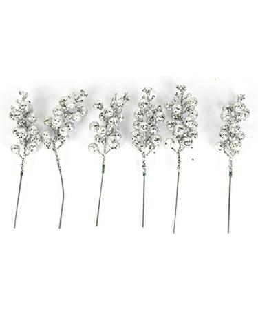 XZMZBXZB Silver Artificial Stems for Christmas - 12 Glitter Berries & Picks for Tree Wreath & Craft Decorations | International Shipping - Buy Online on GoSupps.com