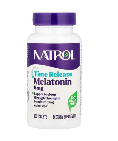Natrol Melatonin Time Release 5mg Tablets 100 ea ( Packs of 4) Unflavored 400 Count (Pack of 1)