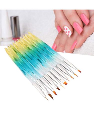 10pcs Nail Art Liner Brush Set - Professional Acrylic Gel Nail Painting & Dotting Tools - Gradient Blue Design - Buy Online on GoSupps.com