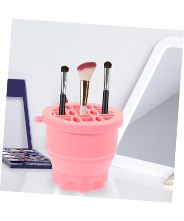 DRESSOOS Makeup Brush Cleaning Bowl Retractable Silicone Scrub Cup Drying Rack Brush Set Clean Silica Gel Makeup Brush Cleaner 9.20X9.20X8.60CM Pink - Buy Online on GoSupps.com