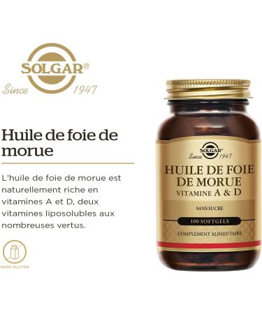 Solgar Huile de Foie de Morue - Vitalit - D fenses Immunitaires - Acides Gras - Vitamine A et Vitamine D - Compl ment Alimentaire - Flacon de 100 softgels - Buy Online on GoSupps.com