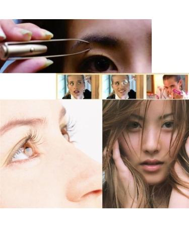 NBGGFF Tweezers Professional Stainless Steel Makeup LED Light Slant Tip Hair Removal Eyelashes Eyebrow Tweezers Makeup Tool with Battery Silver - Buy Online on GoSupps.com