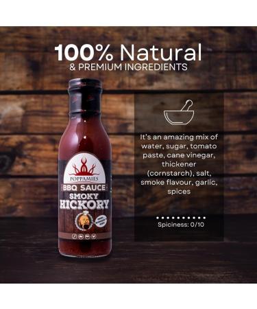 Poppamies BBQ Smoky Hickory Sauce - Additive-Free American Style Barbecue Sauce for Burgers and Ribs - 410g - Buy Online on GoSupps.com