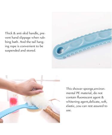 2-in-1 Shower Body Brush with Loofah Sponge & Bristles Back Scrubber - Exfoliating Bath Brush for Women and Men - Long Handle for Wet or Dry Use - Blue - Buy Online on GoSupps.com