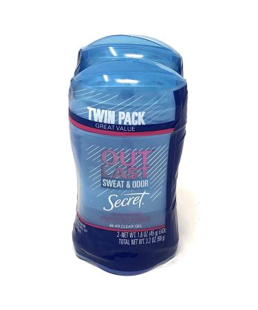 Secret OutLast Sweat & Odor Clear Gel Antiperspirant & Deodorant Protecting Powder scent 1.6oz Twin Pack