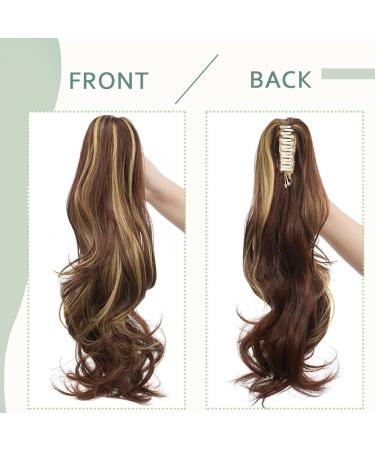 SEGO 45cm Ponytail Hair Extension | Voluminous Synthetic Braid Clip-In | Medium Brown & Light Brown Mix - 140g Hair Piece for Instant Glam - Buy Online on GoSupps.com