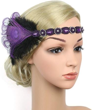 Luxshiny Flapper Headband 1920s Confidence Bridal Headpieces for Wedding 1920s Accessories for Women Great Headband 1920s Flapper Headband Purple Bride Kitten Beaded - Buy Online on GoSupps.com