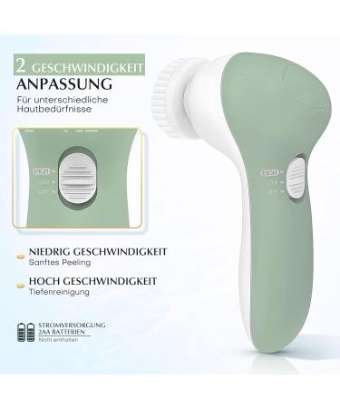 Coslus IPX7 Waterproof Facial Cleaning Brush - 7 Brush Heads for 360 Deep Clean | Electric Face Brush in Dark Green - Buy Online on GoSupps.com