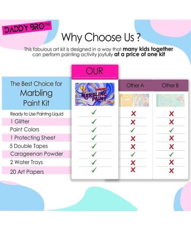 DADDY BRO Marble Painting Kit - Arts and Crafts for Ages 6-12 | Best Tween Paint Gift for Kids 4-10 | Marbling Paint Art Set - Buy Online on GoSupps.com