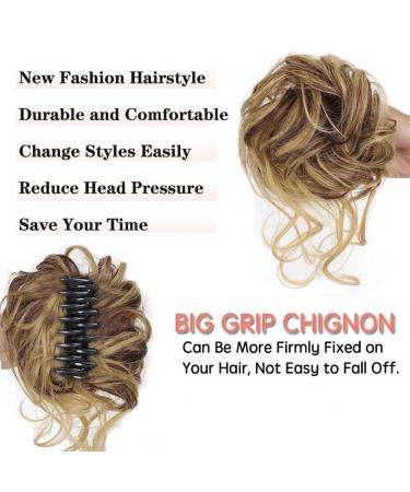 RPAEOY Curly Wavy Hair Tie with Clip - Synthetic Messy Bun Hair Scrunchy for Women (Golden Brown) - International Shipping Available - Buy Online on GoSupps.com