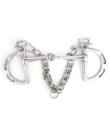 Stainless steel pelham dentition firmly structured mouth horses chewing mouth roller horse bridle bite double -lodged mouth pelham bit with hook and chain (125mm) - Buy Online on GoSupps.com