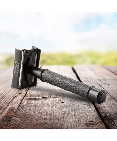 Fac n Vintage Long Handle Double Edge Safety Razor + 50 Platinum Japanese Stainless Steel Blades - Butterfly Open Shaving Razor for Smooth Wet Shaving - 200+ Shaves - Buy Online on GoSupps.com