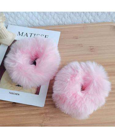 2 PCS Furry Hair Scrunchies Cute Hair Bands with Faux Rabbit Fur Elastic Hair Ties Hair Bobbles Ponytail Holders Girls Women Hair Accessories (Pink) - Buy Online on GoSupps.com