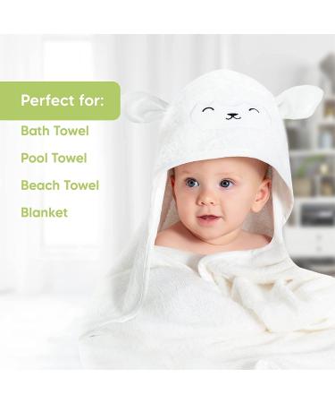 KeaBabies Organic Bamboo Baby Hooded Towel - Large Infant Hooded Towel for Girls, Boys, Newborns, Toddlers - Lamb Design - Buy Online on GoSupps.com