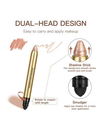 6 Color Neutral Eyeshadow Stick Pearl Pink Brown - Waterproof and Long-Lasting Eye Brightener Stick with Blending Brush - Smoky Metallic Eye Makeup - 1PC 04 - Buy Online on GoSupps.com
