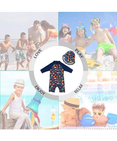 UPF 50+ Baby Girl One Piece Swimwear Suit with Sun Hat | Colorful Fish Design | Toddler Swimsuit with Sun Protection | 3-6 Months - Buy Online on GoSupps.com