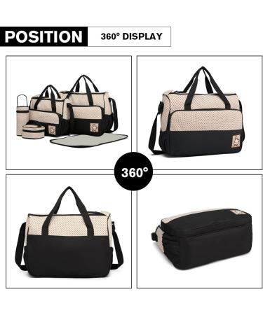 Miss Lulu 5er-Set Baby Wickeltasche - Mutter Windeltasche mit Wickelunterlage und Flaschenhalter - Buy Online on GoSupps.com