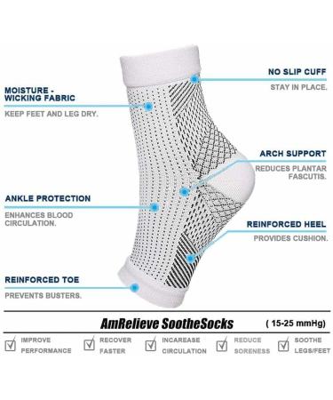 2 Pairs Compression Socks for Neuropathy Pain Relief - Ankle Support Foot Sleeves for Men & Women - L/XL Black - Buy Online on GoSupps.com