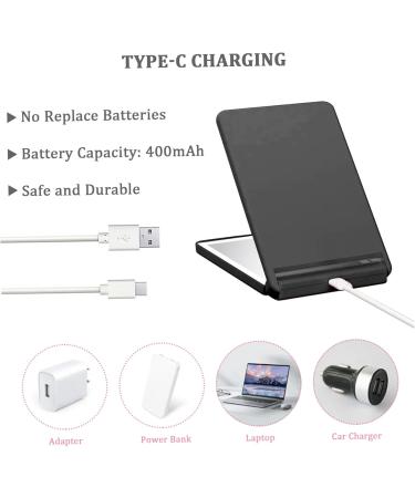 Magnifying Mirror with Light Foldable Compact Mirror 2-Sided Light Up Travel Mirror USB Rechargeable 1X and 2X Portable Mirror Makeup LED Mirror Gifts for Girls Black - Buy Online on GoSupps.com