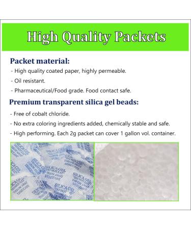 Silica Gel Packs - 100 Packets 2 Gram Desiccant for Food Storage & Safe Moisture Absorption | Oil Resistant International Shipping - Buy Online on GoSupps.com