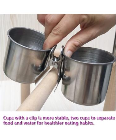 Texsens Bird Feeding Cups - Stainless Steel Parrot Food and Water Bowls with Clamp Holder for Small Birds and Animals - Buy Online on GoSupps.com