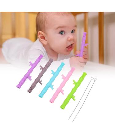 Colorful Baby Teething Tubes & Toys | Food Grade Silicone | Massage Gums | Includes Baby Brush - Buy Online on GoSupps.com