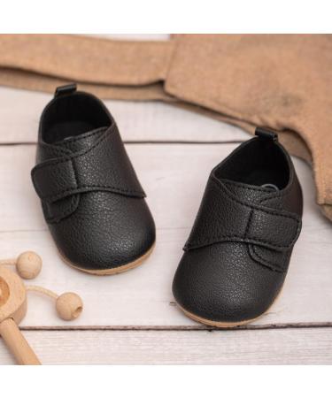 Sonsage Infant Baby Oxford Shoes | Pu Leather Lace-Up Sneakers | Anti-Slip Trainer for First Walking | 0-6 Months | Black - Buy Online on GoSupps.com