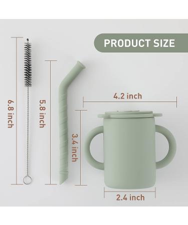 Topgomes Toddler Straw Cup - 5 oz Food Grade Silicone Training Cup with 2 Handlers, Unbreakable, BPA Free - Sage - Buy Online on GoSupps.com