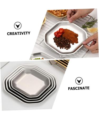 Zerodeko Dipping Bowls 4 pcs Stainless Holder Food Pickle Sushi Silver Dish Tray Bowl Kitchen Trays Household Sauce for 10.4X10.4X0.3CMx2pcs Silverx2pcs - Buy Online on GoSupps.com