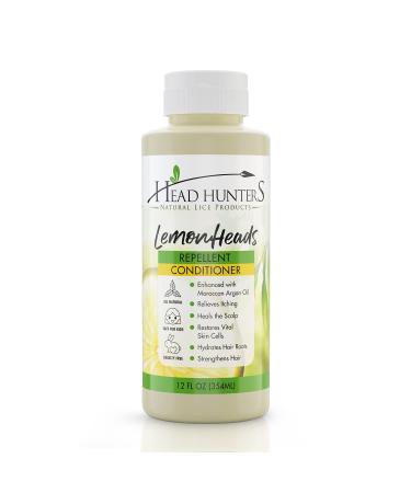 Head Hunters Lemon Heads Natural Lice Repellent Conditioner - Daily Lice Conditioner for Kids and Adults - Non-Toxic Extremely Effective Head Lice Prevention Conditioner Without Chemicals - 12 Oz 12oz Conditioner