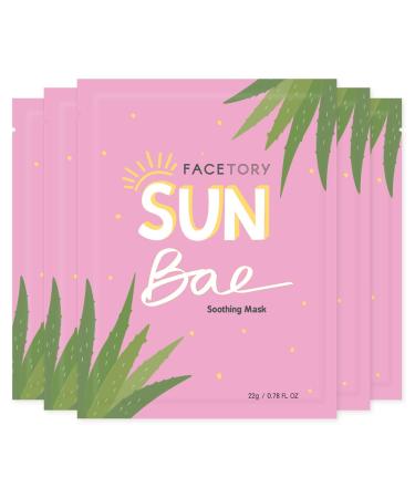 FaceTory Sun Bae Aloe Vera Soothing Sheet Mask with Aloe Vera and Jojoba Seed Oil - For All Skin Types - Soothing, Calming, Refreshing, and Hydrating (Pack of 5)