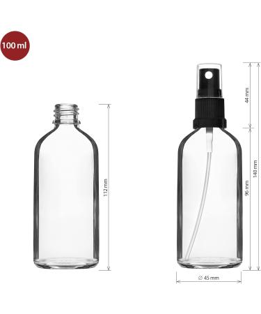 Handsunity 100ml Glass Spray Bottle Set - 12 Clear Pharmacy Bottles with Black Atomizers & 29 Accessories for Ideal Storage - Buy Online on GoSupps.com