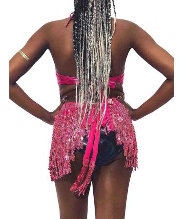 Zoestar Sequin Hip Scarf with Bra Top Dance Costume - Rose Red - Buy Online on GoSupps.com