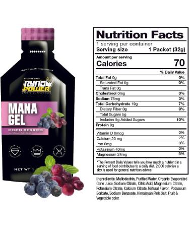 Ryno Power Mana Performance Gel Caddy - 12 Servings Mixed Berries | Boost Energy & Endurance | International Shipping Available - Buy Online on GoSupps.com