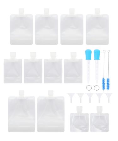 RIIEYOCA 12 Piece Portable Travel Liquid Clear Plastic Empty Packaging Bag, With funnel, dropper, brush, Used for shampoo/shower gel/hand sanitizer/daily necessities,etc.(Mixed suit) Combo