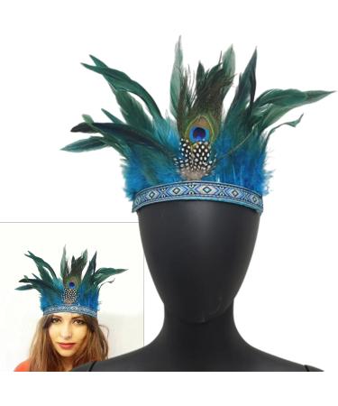amangul Carnivals Party Headband for MardiGras Festival Holiday Adult Feather Hairband Role Play Stage Headwear(Lake Blue Adult) - Buy Online on GoSupps.com