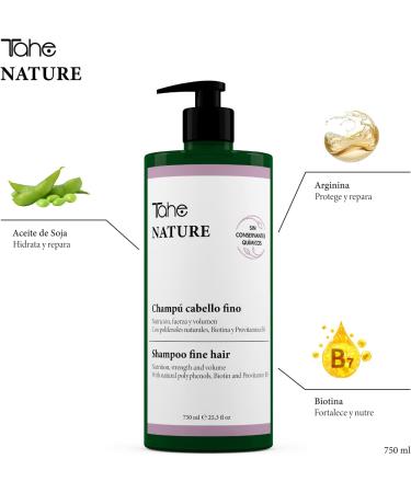  Tahe Tahe Nature Sulfate Free Shampoo for Fine Hair with Natural Polyphenols Soy Oil Arginine Biotin and Pro-Vitamin B5 750 ml - Buy Online on GoSupps.com