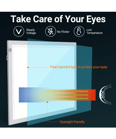 RTjoy A4 LED Light Pad | USB Powered Drawing Board | Adjustable Brightness Tracing Box for Diamond Painting, Vinyl Weeding, Slides Viewing | Silver A4 Light Pad - Buy Online on GoSupps.com