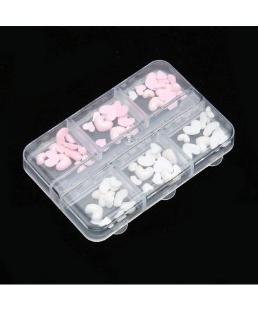Nail Art Decoration Pink and White Heart Shape Nail Art Accessories Cute 3D Safe for DIY - Buy Online on GoSupps.com