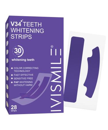 Ivismile Whitening Strips V34 Purple Color Corrector Pap Double Formula lighten upgridated stripes for teeth peroxide-free bleaching teeth for tooth whitening 28 strips non-sensitive