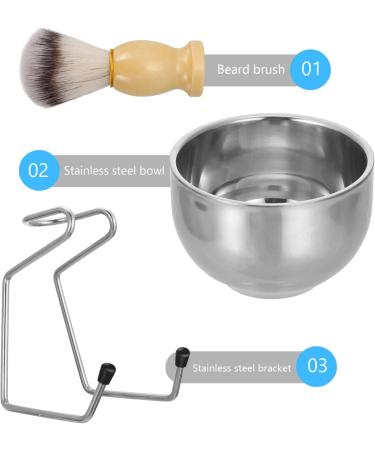 Buy Lurrose 3-Piece Men's Shave Set - Stainless Steel Razor Brush & Bowl for Home & Salon - Perfect Hair & Beard Grooming - Buy Online on GoSupps.com