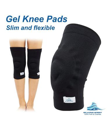 SKATINGSPIRIT Gel Knee Pads - 1 Pair for Dancing, Figure Skating, Gymnastics - Youth and Adult - Black Medium - Buy Online on GoSupps.com