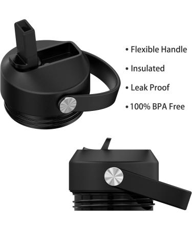 Straw Lid for Yeti Rambler Water Bottle - Fits 12oz to 64oz - Includes Straws and Cleaning Brush - Black - Buy Online on GoSupps.com