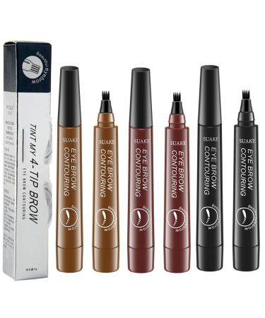 Suake Eyebrow Contouring Pen SUAKE Eyebrow Pen Waterproof Suake Eyebrow Pencil 4-Tip Micro-Fork Long Lasting Smudge Proof Liquid Eye Brow Pencils (3PCS-B)