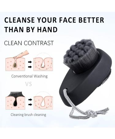 2 Pack Facial Cleansing Brushes - Double-Sided Silicone Face Scrubber for Deep Pore Cleansing and Exfoliation - Black - Buy Online on GoSupps.com