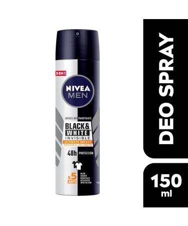 NIVEA MEN Desodorante Antimanchas Black & White Invisible 150ml - Protecci n Antitranspirante 48h Sin Olores Sin Manchas Sin Irritaci n - Env o Internacional - Buy Online on GoSupps.com